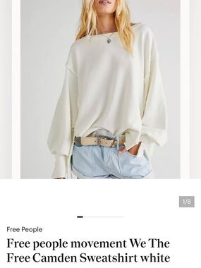 Free People Camden Relaxed Pullover Sweatshirt Super trend White Size M